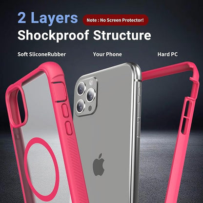 jaroco Magnetic for iPhone 11 Pro Max Case, [Compatible with MagSafe][Military Grade Drop Protection][Heavy Duty Protection][Non-Slip][Shockproof] 2-Layer Durable Bumper Phone Case 6.5''-Rose