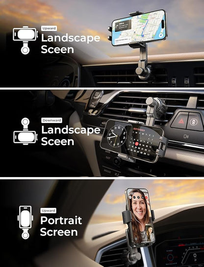 LISEN for iPhone 17 Mount for Car Vent [Never Blocking] 360 Rotatable Car Phone Holder Air Vent Clip Hands Free Cellphone Car Mount for iPhone 17 Pro Max Plus 17 pro max 16 15 Samsung Android, Black