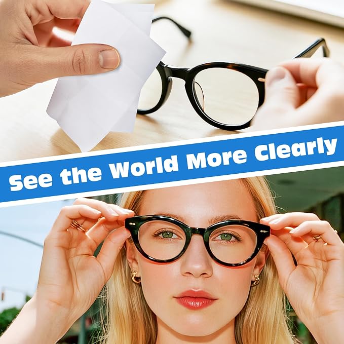 Navona Pre Moistened Lens Wipes for Eyeglasses - 1000 Count Individually Glasses Cleaner Wipes,No Scratch,No Streak Eyeglass Cleaning Wipes for Screen,Phone,Laptop,Sunglasses