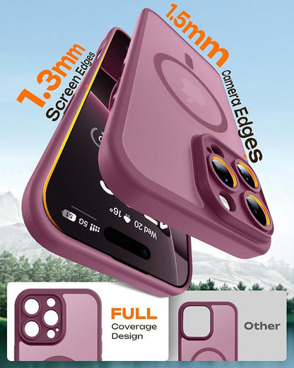 TOCOL for Phone 16 Pro Max Case, Compatible with Magsafe Charger, Full Camera Protection, Drop Protection, Translucent Matte Phone Case for iPhone 16 Pro Max 6.9 inch (Plum)