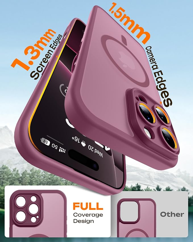 TOCOL for Phone 16 Pro Case, Compatible with Magsafe Charger, Full Camera Protection, Drop Protection, Translucent Matte Phone Case for iPhone 16 Pro 6.3 inch (Plum)