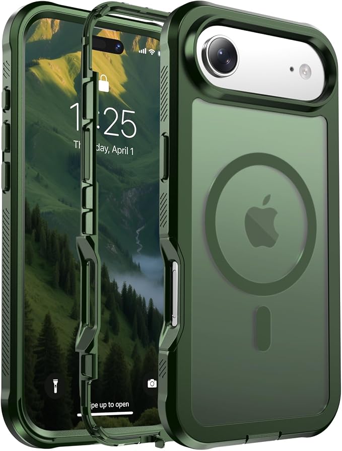 jaroco Magnetic for iPhone Air Case, [Compatible with MagSafe][Military Grade Drop Protection][Heavy Duty Protection][Non-Slip][Shockproof] 2-Layer Durable Bumper Phone Case 6.5''-Army Green