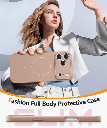 FNTCASE for iPhone 17 Pro Max Case: [Compatible with Magsafe] Integrated Silicone Phone Cases with [Full Camera Protection] [Screen Protector] Military Grade Shockproof Protective Cover - Full Gold