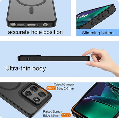 for Motorola Moto G Stylus 2025 Case Magnetic,Translucent Matte Compatible with Magsafe [Military-Grade Protection] with Screen Protector Shockproof Protective Case for Moto G Stylus 2025-Black