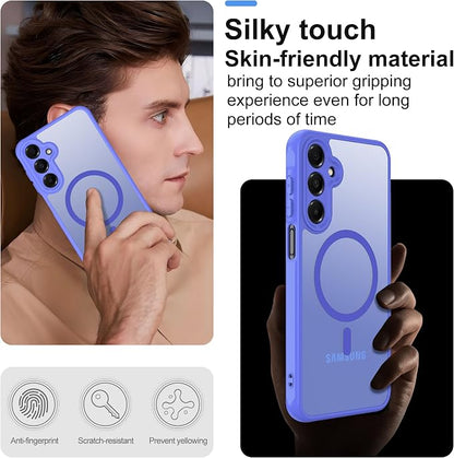 Compatible for Samsung Galaxy A16 5G Phone Case: A16 Case with 2PC Tempered Glass Screen Protector, Wireless Charging Matte Translucent Soft-Touch & Full Body Shockproof para Case Galaxy A16,Sky Blue