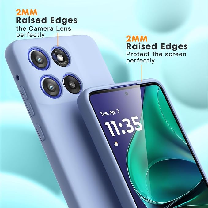Case for Motorola Moto G Stylus 5G 2025, 2 Pack Tempered Glass Screen Protectors, Soft TPU Liquid Silicone Shockproof Gel Case-Lavender