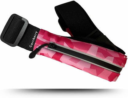 Slim Running Belt - Running Fanny Pack for Training, Jogging, and Walking, Waterproof, Lightweight, Expandable, Waist Bag, Run Belt, Gels Money iPhone Phone Holder (Pink Camouflage)