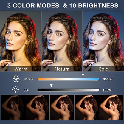 Desk Ring Light with Stand - 10.5'' Desktop Ring Light with Phone Holder for Video Recording, Circle Light for Computer Zoom Meeting Video Conference Lighting Video Calls Podcast Streaming