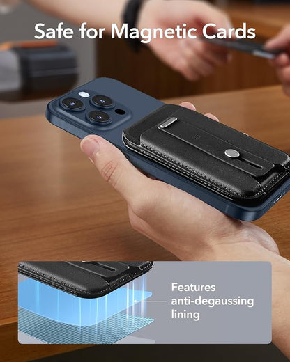 ESR for MagSafe Wallet Stand with Grip, RFID Blocking, MagSafe Ring Included, 5 Cards Holder for Phone Case, Magnetic Wallet for iPhone 17e/17/16/15/14/13/12 (Not for mini), Selected Samsung, Black