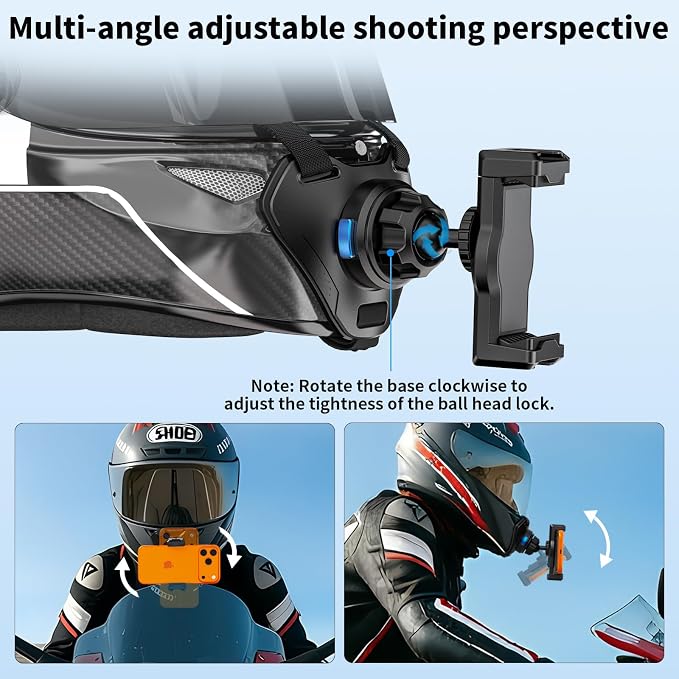 Magnetic Motorcycle Helmet Chin Strap Mount with Phone Holder, Elastic Strap Helmet Chin Mount for iPhone 17 16 15 14 13 Pro Max and More Smartphones