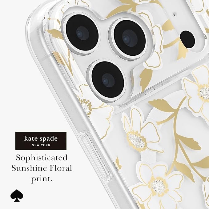 kate spade new york iPhone 17 Pro Case - Compatible with MagSafe - Designer Phone Case - Sunshine Floral Gems