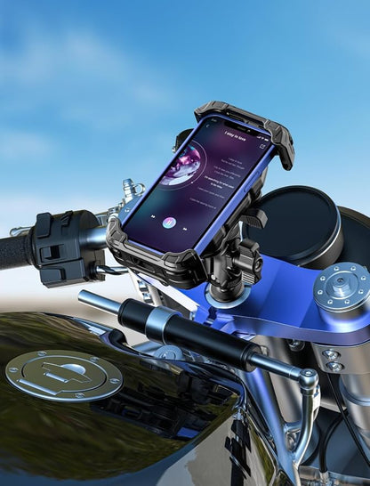 Kewig Motorcycle Fork Stem Phone Mount with Vibration Dampener, Adjustable Heavy Duty Motorcycle Phone Mount Holder Fit Stem Tube 12mm-25.4mm in Diameter, Compatibe with 5.4-7.2" Cellphone