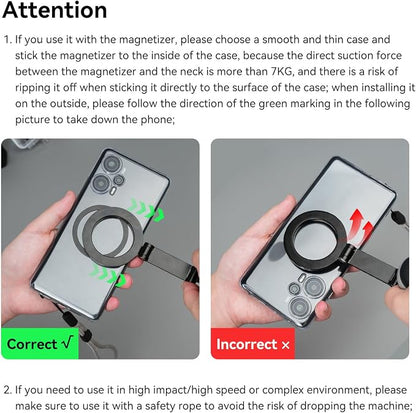 TELESIN Magnetic Neck Mount for Phones, Cell Phone Holder Stand Hanging on Neck POV/Vlog Selfie Hand Free Necklace Phone Strap Video Recording for iPhone 16 15 14 13 12 Seires Android Phones (Green)
