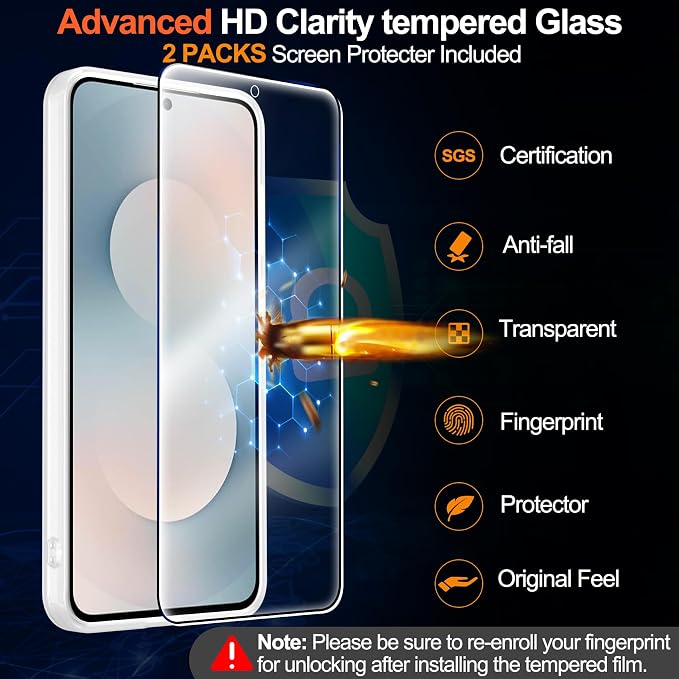MOZOTER for Samsung Galaxy S25 FE Case,[Compatible with MagSafe] White | [12Ft Military Dropproof][2*Screen Protector] Translucent Shockproof Holsters Case for S25 FE-White