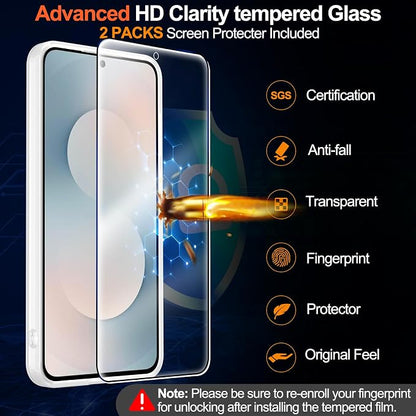 MOZOTER for Samsung Galaxy S25 FE Case,[Compatible with MagSafe] White | [12Ft Military Dropproof][2*Screen Protector] Translucent Shockproof Holsters Case for S25 FE-White