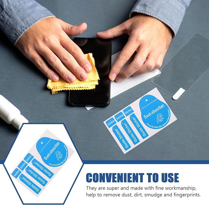 400pcs Film Dust Removal Sticker Cleaning Tool Telephone Dedust Sticker for Phone Laptop Sticker Screen Removal Sticker Dust Phone Dedust Sticker Blue Lens Paper