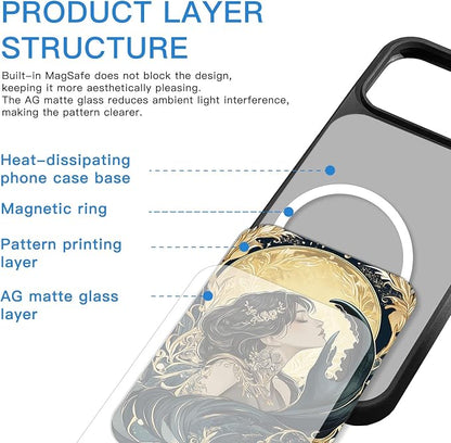 Constellation Series - Cancer Designs Magnetic for iPhone 17 pro Case, Tarot Style Model Glass Phone Cover, Compatible with Magsafe - fits iPhone 17 pro Case for Women