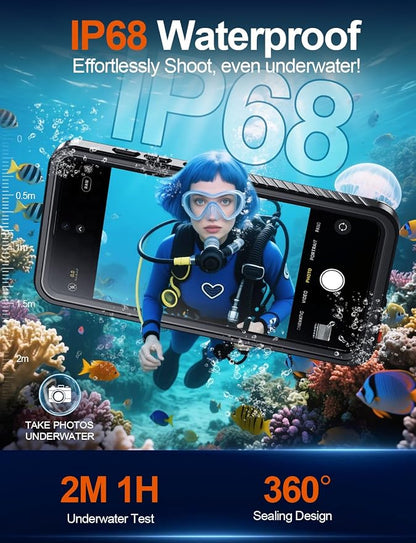 MOZOTER Designed for Samsung Galaxy S26 Case Waterproof, Military Shockproof Full Body Cover with Built-in Screen & Lens Protector, IP68 Underwater Protection for S26 6.3" Black