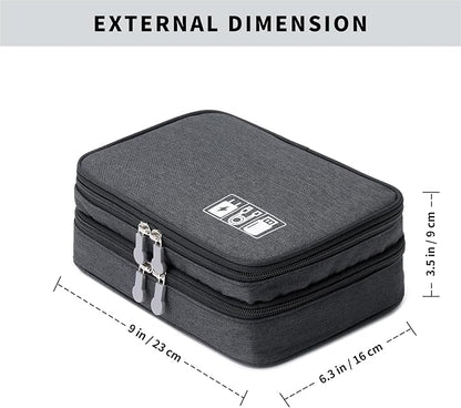 Lanola Custom Personalized Travel Cable Organizer Bag, Electronic Accessories Case Portable Double Layer Cable Storage Bag with DIY Dividers & Custom Photo Text for Men Women (Black)