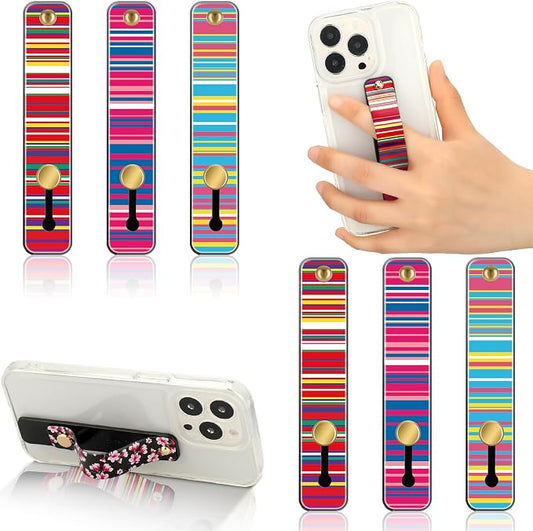 Weewooday 6 Pieces Phone Grip Holder Cell Phone Grip Strap Telescopic Finger Strap Stand Universal Finger Kickstand for Most Smartphones(Figure)