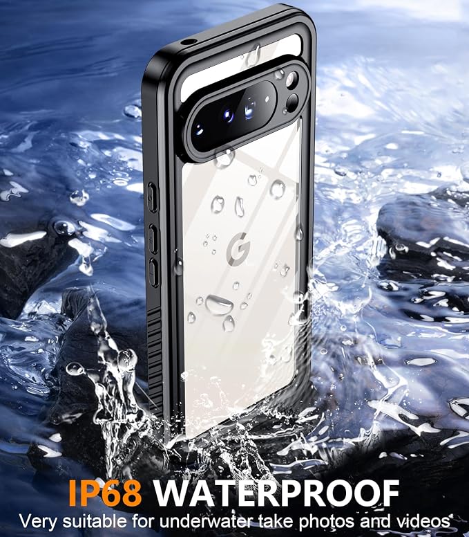 Temdan for Google Pixel 10 Pro Case Waterproof,Built-in Lens & Screen Protector[Full Body Shockproof][Military Dropproof][Dustproof][IP68 Underwater]Protective Cover for Pixel 10 Pro 6.3”-Black/Clear