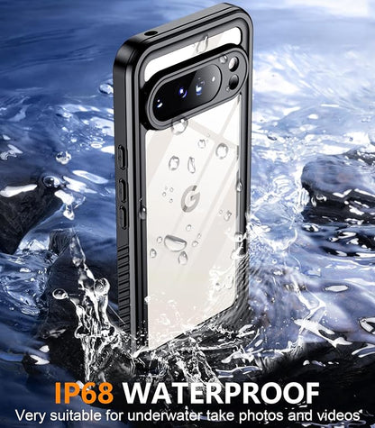 Temdan for Google Pixel 10 Pro Case Waterproof,Built-in Lens & Screen Protector[Full Body Shockproof][Military Dropproof][Dustproof][IP68 Underwater] Protective Cover for Pixel 10 Pro 6.3”-Blue/Clear