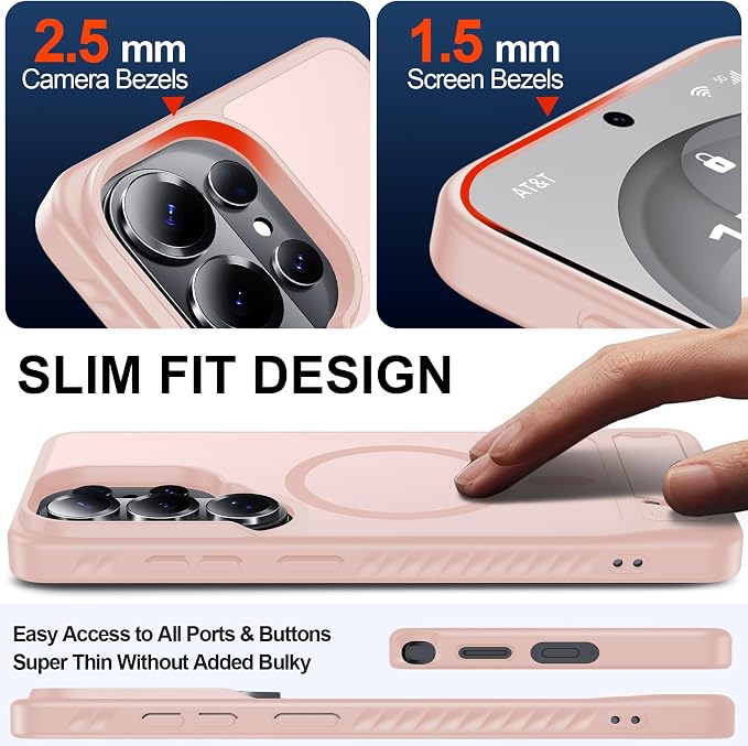 For Samsung Galaxy S26 Ultra Case with Kickstand,1*Screen Protector,[Compatible with Magsafe]Translucent Matte Military-Grade Protection,Magnetic Phone Case for Samsung Galaxy S26 Ultra,6.9"-Pink