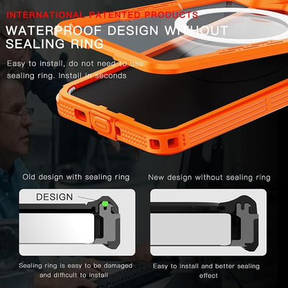 Guppy for Galaxy S26 Plus Magnetic Waterproof Case, Built-in Screen Protector [IP68 Waterproof][14FT Military Drop Proof] 360° Full Body Protection Dustproof Shockproof Heavy Duty Rugged Case, Orange