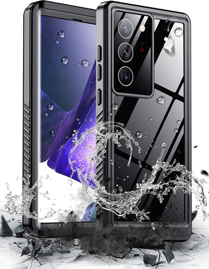 Hualele for Samsung Galaxy Note 20 Ultra 5G Case Waterproof, Built in Lens & Screen Protector Rugged Full Body Heavy Duty Protective Military Grade IP68 Underwater Cover Case for Note 20 Ultra Black