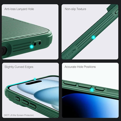 Nillkin for iPhone 16 Pro Max Case with Slide Camera Cover, [Full Camera Protection][Anti-Scratch] Military-Grade Protection, Anti-Fingerprint, Slim Phone Case for iPhone 16 Pro Max 6.9'' Green