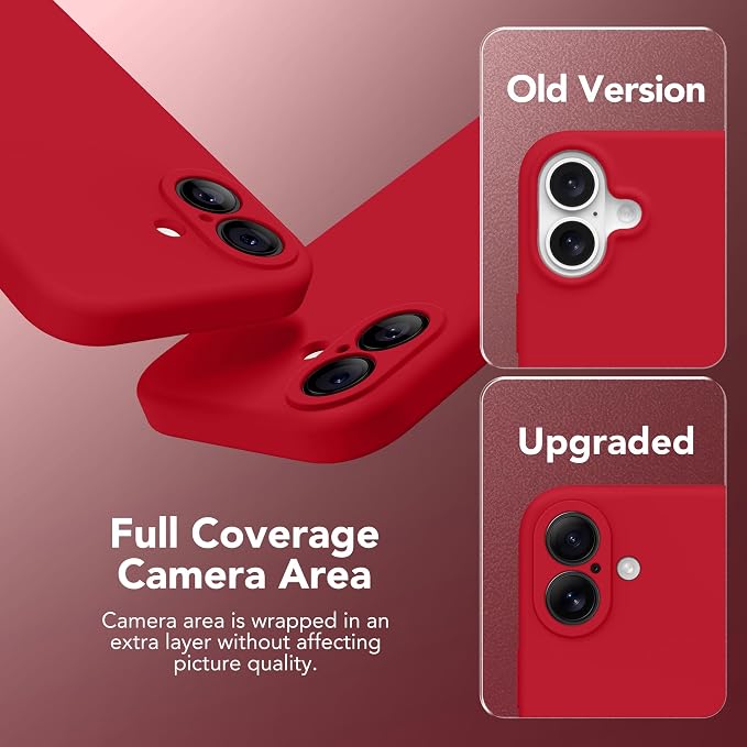 Magnetic for iPhone 16 Case, Compatible with MagSafe, [Screen Protector + Full Camera Protection], Silicone Shockproof Anti-Scratch Protective Phone Case for iPhone 16 6.1", Deep Red