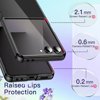 JETech Clear Case for Samsung Galaxy Z Flip 7, Black | Crystal Clear Back, Hard PC Construction, Slim Fit, Shockproof Protection