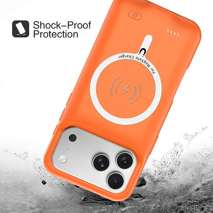 Battery Case for iPhone 17 Pro Max, Upgraded 12000mAh Pack Rechargeable Charger Case with Wireless Charging Compatible for iPhone 17 Pro Max (6.9 inch) External Battery Charging Cover (Orange)