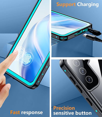 Temdan for Samsung Galaxy S21 Case Waterproof with Built-in Screen Protector 360 Full Body Underwater Case Shockproof Dustproof for Samsung S21 Phone Case Heavy Duty Protective 5G 6.2 Inch Teal