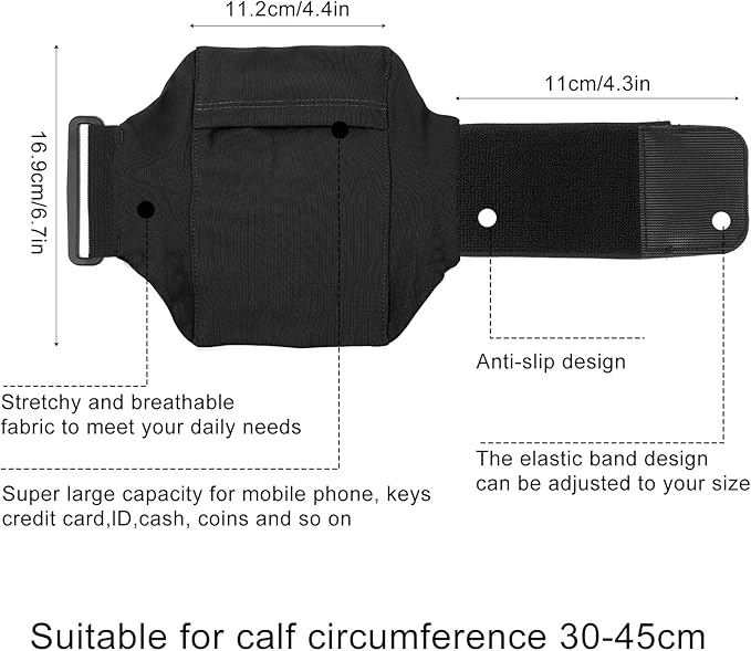 Leg Phone Holder, Cell Phone Leg Straps Ankle Wallet Thigh Holder Wallet Calf Straps Adjustable Arm Pouch Non Slip Sports Armband Storage Bag for Equestrian Jogger Running Workout