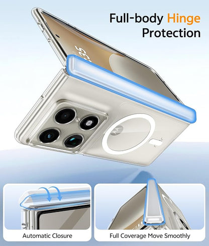 FNTCASE for Motorola Razr Fold Case, Fit for Magsafe, Hinge Protection | Anti Yellowing Magnetic Back, 18FT Military Grade Drop Proof, Protective Phone Cover, Transparent