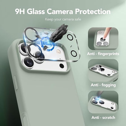 GONEZ Magnetic for iPhone 17 Pro Max Case, Compatible with MagSafe, [Screen Protector + Camera Lens Protector], Liquid Silicone Anti-Scratch Shockproof Protective Phone Case 6.9 inch, Light Green