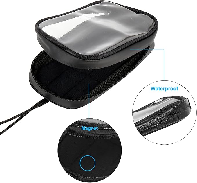 X AUTOHAUX Universal 7 Inch Magnetic Tank Bag Phone Holder Case Saddlebag Faux Leather Waterproof for Motorbike