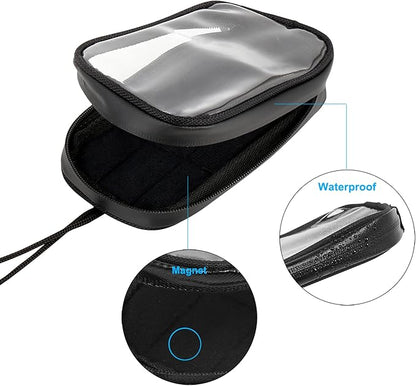 X AUTOHAUX Universal 7 Inch Magnetic Tank Bag Phone Holder Case Saddlebag Faux Leather Waterproof for Motorbike