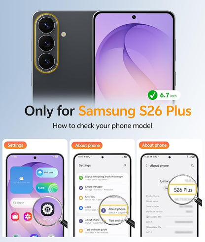 FNTCASE for Samsung Galaxy S26+ Plus Case: [Fit for Magsafe] [Full Camera Protection + Screen Protector] Translucent Matte Military Grade - Shockproof Protective Phone Cover for S26 Plus - Black
