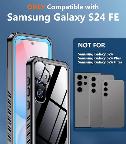 Temdan for Samsung Galaxy S24 FE Case Waterproof, [Military-Grade Drop Protection] [IP68 Underwater] Full Body Heavy Duty Rugged Shock-Proof Case for S24 FE 6.7''-Blue