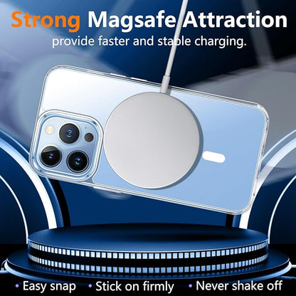 SPIDERCASE Magnetic for iPhone 13 Pro Max Case, [Not Yellowing] [Military Grade Drop Protection] Slim Shockproof Phone Cases, Cell Phone Home Button Stickers Clear