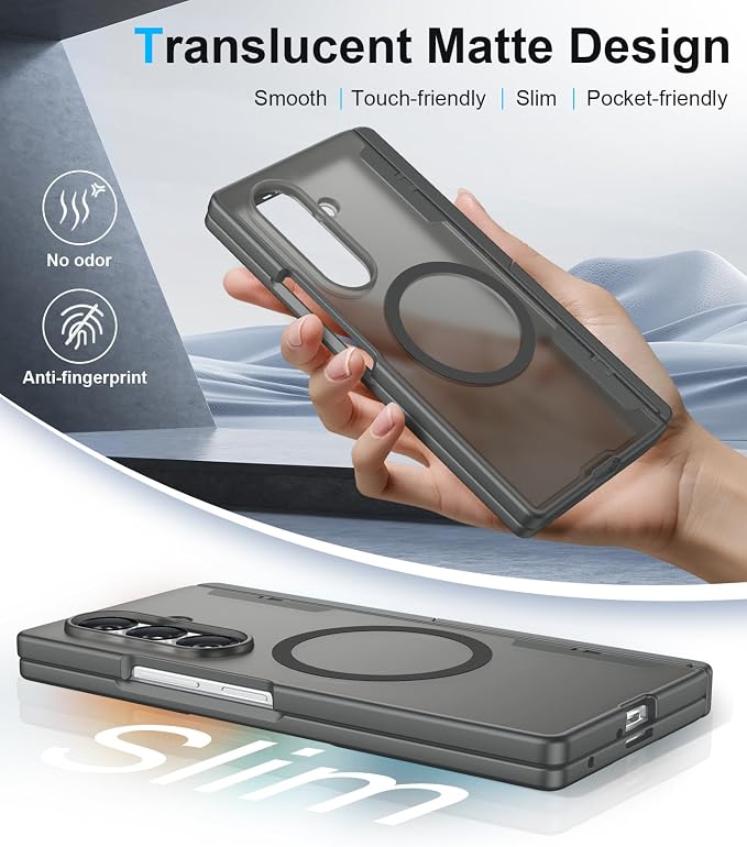 for Samsung Galaxy Z Fold 8 Ultra Case,[Compatible with MagSafe][Built-in HD Screen Protector & Kickstand][Hinge Protection] Translucent Matte Shockproof Phone Case for Z Fold 8 Ultra,Gray