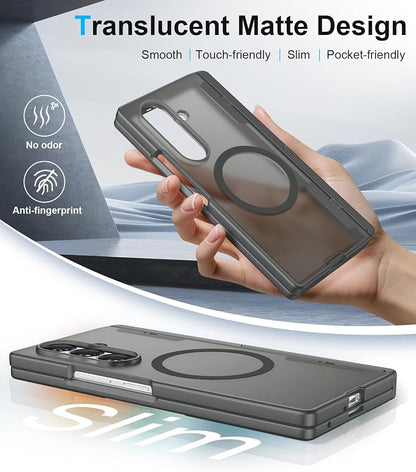 for Samsung Galaxy Z Fold 8 Ultra Case,[Compatible with MagSafe][Built-in HD Screen Protector & Kickstand][Hinge Protection] Translucent Matte Shockproof Phone Case for Z Fold 8 Ultra,Gray