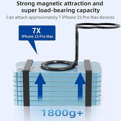 RESPECTED-BRO-Magnetic-Phone-Grip-Stand-with-Finger-Strap, 4-in-1 Magnetic Ring Holder, Kickstand and Elastic Strap for Phones, Universal Fit for iPhone 17/16/15/14/13/12, Android, and Cases (Black)
