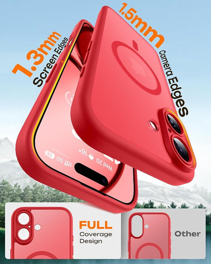 TOCOL for Phone 17 Case, Compatible with Magsafe Charger, Full Camera Protection, Drop Protection, Translucent Matte Phone Case for Phone 17 6.3 inch (Red)