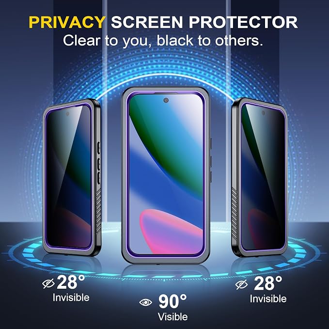 SPIDERCASE for Google Pixel 10 Case Waterproof, [12FT Military-Grade Drop Protection] [IP68 Water Resistance] [Privacy Screen Protector] Full Body Protection Phone Case, Purple
