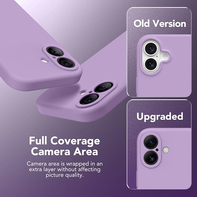 Magnetic for iPhone 16 Case, Compatible with MagSafe, [Screen Protector + Full Camera Protection], Silicone Shockproof Anti-Scratch Protective Phone Case for iPhone 16 6.1", Light Purple
