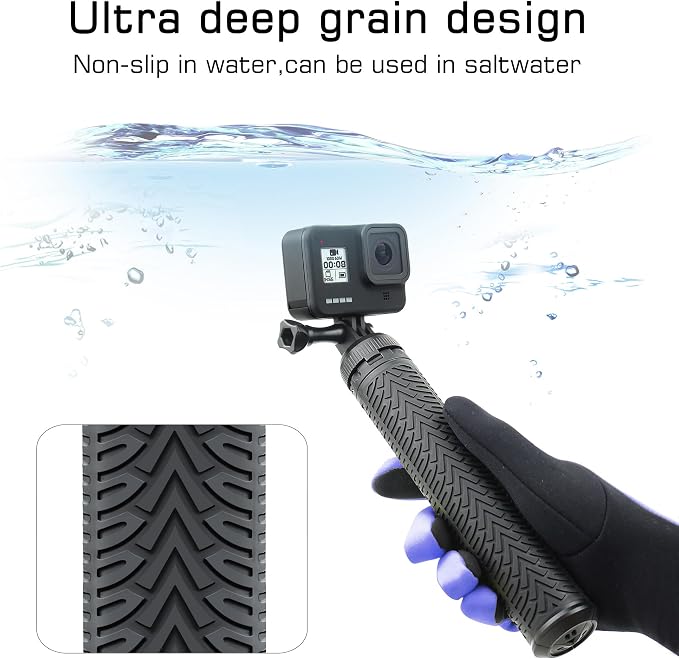 GEPULY Underwater Tripod Stand Aluminum Selfie Stick Pole - Waterproof Hand Grip for GoPro Here 13 12 11 Insta360 AKASO DJI OSMO Action 6&Smartphones Extended Monopod Accessories