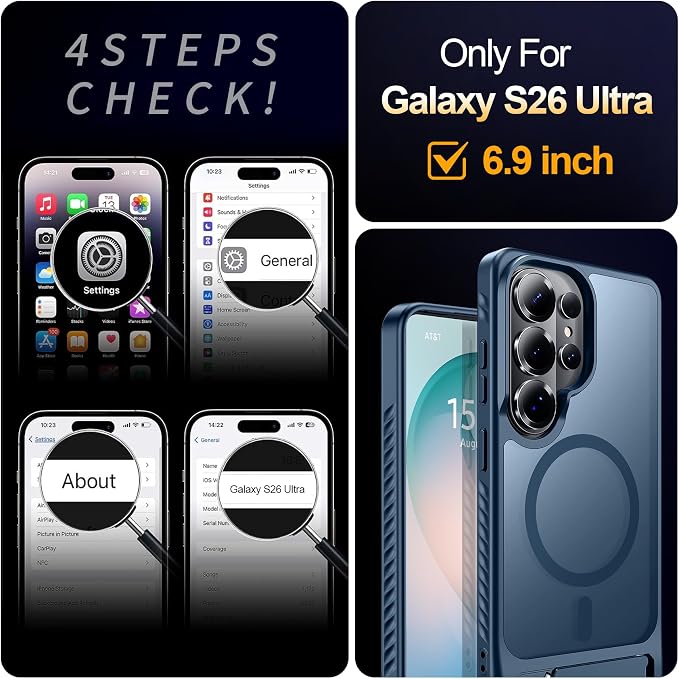 For Samsung Galaxy S26 Ultra Case with Kickstand,1*Screen Protector,[Compatible with Magsafe]Translucent Matte Military-Grade Protection,Magnetic Phone Case for Samsung Galaxy S26 Ultra,6.9"-Blue